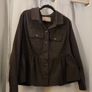 Torrid Black Peplum Waist Jacket With Buttons Down Front Size 0 (TORRID)